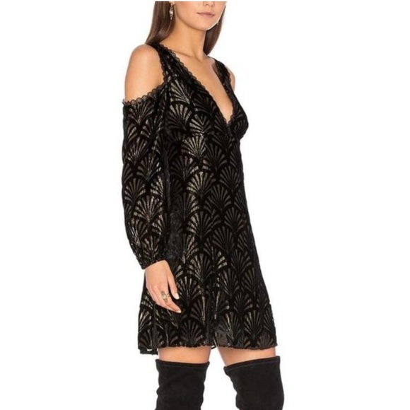 Alice + Olivia Arla Cold Shoulder Velvet Cutout Dress - Picture 2 of 12